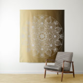 Bloemen, bladeren, witte kant, Floral Mandala op g Wandkleed (In situ)