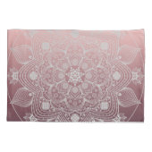 Bloemen, bladeren, witte kant, Floral Mandala op r Kussensloop (Achterkant-Links)