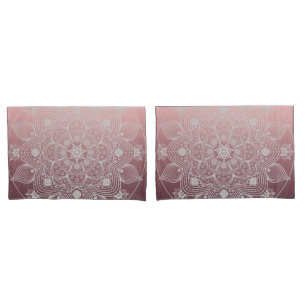 Bloemen, bladeren, witte kant, Floral Mandala op r Kussensloop