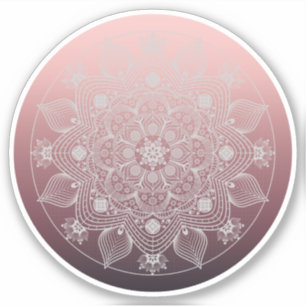 Bloemen, bladeren, witte kant, Floral Mandala op r Sticker