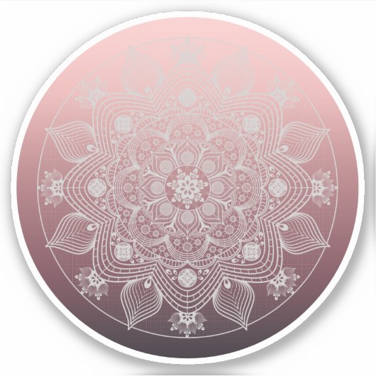 Bloemen, bladeren, witte kant, Floral Mandala op r Sticker (Voorkant)