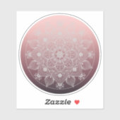 Bloemen, bladeren, witte kant, Floral Mandala op r Sticker (Vel)