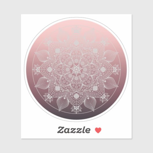Bloemen, bladeren, witte kant, Floral Mandala op r Sticker (Vel)