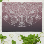 Bloemen, bladeren, witte kant, Floral Mandala op r Theedoek (Gevouwen)