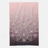 Bloemen, bladeren, witte kant, Floral Mandala op r Theedoek (Verticaal)