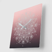 Bloemen, bladeren, witte kant, Floral Mandala op r Vierkante Klok (Hoek)