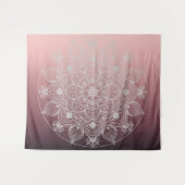 Bloemen, bladeren, witte kant, Floral Mandala op r Wandkleed (Voorkant (horizontaal))
