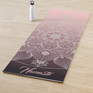 Bloemen, bladeren, witte kant, Floral Mandala op r Yogamat