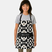 Bloemen bladeren zwart modern patroon schort (Insitu)