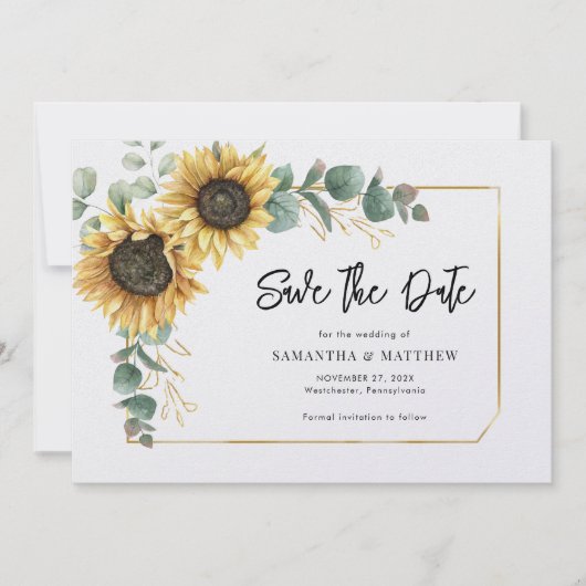 Bloemen Bladergroen Zonnebloem Save The Date (Voorkant)