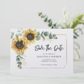 Bloemen Bladergroen Zonnebloem Save The Date (Staand voorkant)