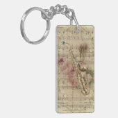 Bloemen Bladmuziek Saxofoon Sleutelhanger (Voorkant Links)