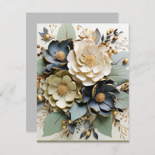 Bloemen blanco kaart w/envelop (Voorkant / Achterkant)