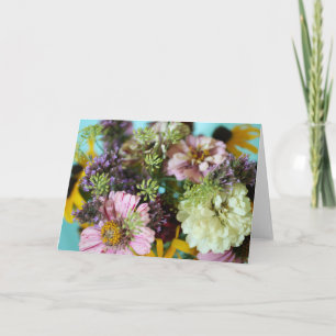 Bloemen Blank Binnen Roze Elegant Gevouwen Notitiekaartje