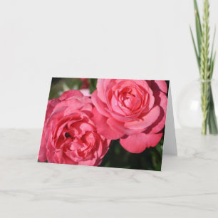 Bloemen Blank Binnen Roze Elegant Gevouwen Notitiekaartje