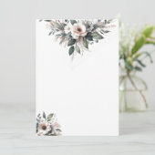 Bloemen Blank Bruiloft Kaart (Staand voorkant)