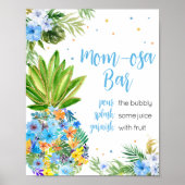 Bloemen Blauw Ananas Baby shower Moeder Osa Bar Poster