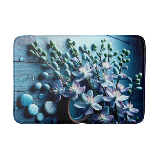 Bloemen Blauw Bad Mat (Voorkant)