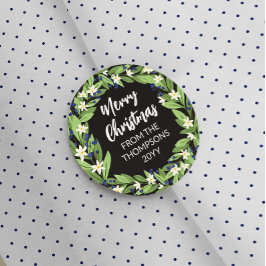 Bloemen Blauw Berry groen krans Vrolijk Kerstfeest Ronde Sticker