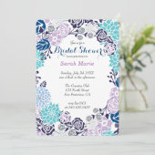 Bloemen Blauw Bloem krans Party uitnodiging (Staand voorkant)