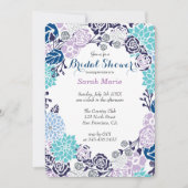 Bloemen Blauw Bloem krans Party uitnodiging (Voorkant)