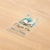 Bloemen Blauw Boek Jongen Hoofdstuk Een 1e Verjaar Acryl Uitnodigingen (Laagn)