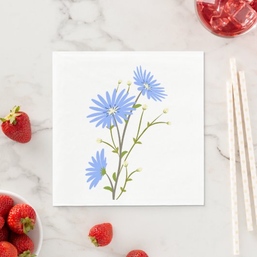 Bloemen Blauw Daisy Bloemen Trouwfeest Daisies Servet (Insitu)