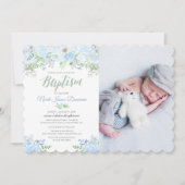 Bloemen Blauw Doop Uitnodiging doop (Voorkant)