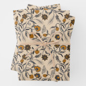 Bloemen blauw en goud bruiloft inpakpapier vel (In situ)