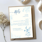 Bloemen Blauw en Wit Trouwdetails en RSVP
