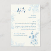 Bloemen Blauw en Wit Trouwdetails en RSVP (Voorkant)