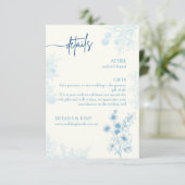 Bloemen Blauw en Wit Trouwdetails en RSVP (Staand voorkant)