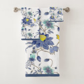 Bloemen blauw & geel bad handdoek (Insitu)