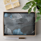 Bloemen Blauw Grijs  Achtergrond Decoupage Tissuepapier (Geschenk)