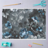 Bloemen Blauw Grijs  Achtergrond Decoupage Tissuepapier (Craft)