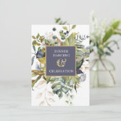 Bloemen Blauw & Groen, Gouden Ampersand RECEPTIE Informatiekaartje (Staand voorkant)