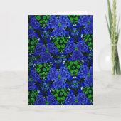 Bloemen Blauw & Groene Kaleidoscoop Vriend Verjaar Kaart (Voorkant)