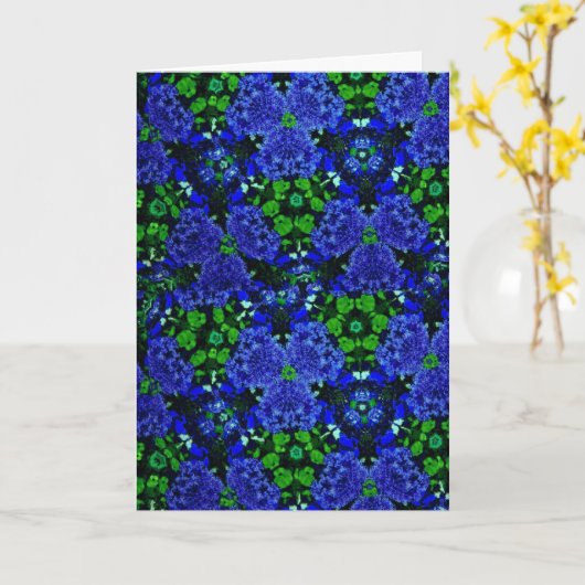 Bloemen Blauw & Groene Kaleidoscoop Vriend Verjaar Kaart (Gele Bloem)