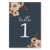  Bloemen Blauw Herfst Trouwtafel Nummer Kaart (Voorkant)