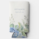 Bloemen Blauw Hydrangea Evenement Bruiloft Seltzer Blikjeskoeler (Voorkant)