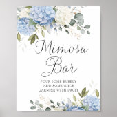 Bloemen Blauw Hydrangea Groen Bruiloft Mimosa Bar Poster (Voorkant)