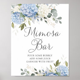 Bloemen Blauw Hydrangea Groen Bruiloft Mimosa Bar Poster