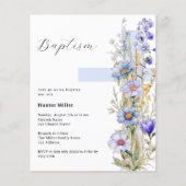 Bloemen blauw kruis jongen Doopsel uitnodiging (Voorkant)