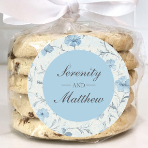  Bloemen Blauw Landelijke Tuin Elegante Huwelijk Ronde Sticker