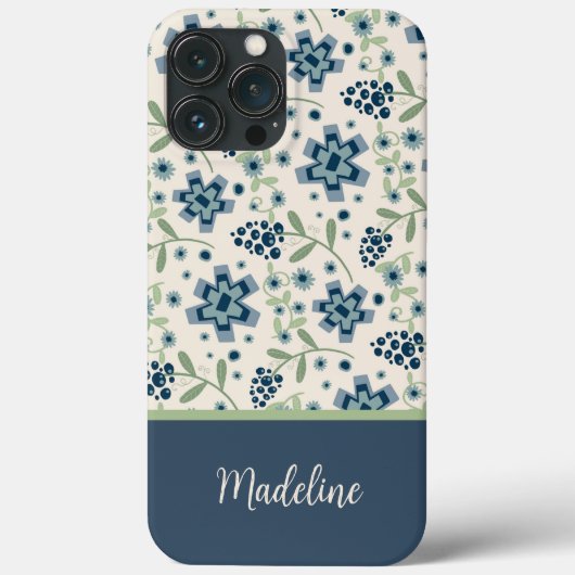 Bloemen Blauw Patroon Trendy Inspirivity Case-Mate iPhone Case (Achterkant)