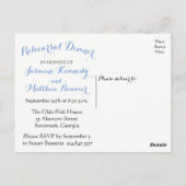 Bloemen Blauw Repetitie Diner Bloem Huwelijk Briefkaart (Achterkant)