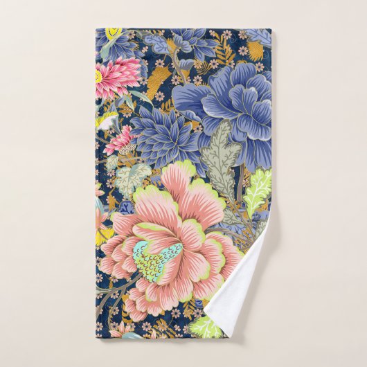 Bloemen Blauw, Roze Geel Bad Handdoek (Handdoek)