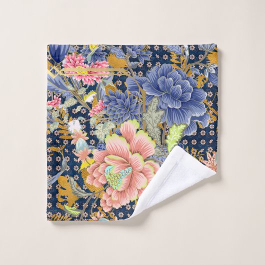 Bloemen Blauw, Roze Geel Bad Handdoek (Wasdoekje)