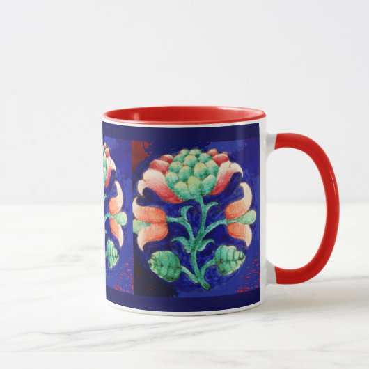 BLOEMEN, blauw roze groen Mok (Rechts)