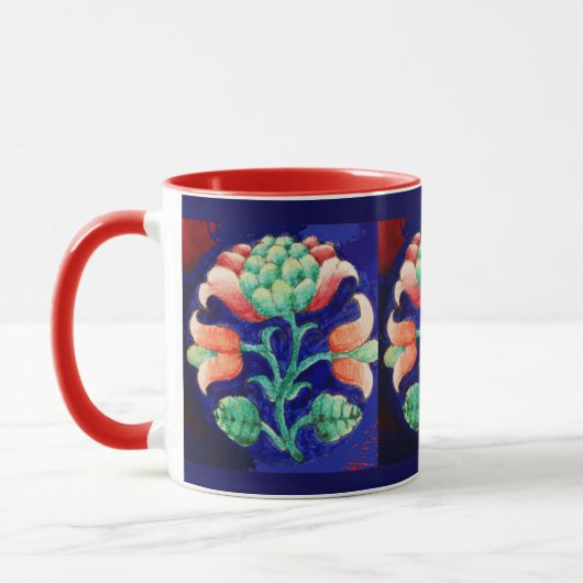 BLOEMEN, blauw roze groen Mok (Links)